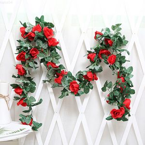 Faux Floral Greenery Emulazione di fiori artificiali Rose Vine Silk Wedding Arch False Flower Decorative Rattan Forniture all'ingrosso J220906