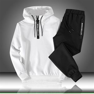 Mens Tracksuits Set Tracksuit Men Autumn Winter Hooded Sweatshirt Drawstring Outfit Sportswear Man Suit Pullover Two Piece Set Casual 220905