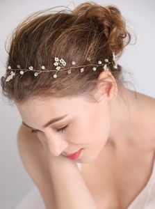 Fasce per capelli Accessori per capelli da sposa Cristallo Vite lunga Pezzo da sposa Goccia d'oro Consegna 2022 Sport1 Ams83