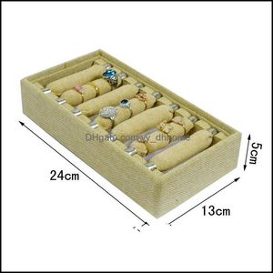 Veet 7 Bar Aufbewahrung Praktischer Leinenhalter Vitrine Box 36 Yydhhome Dh7Vb Schmucktablett Modisches kleines süßes abnehmbares Ring-Display-Tablett grau