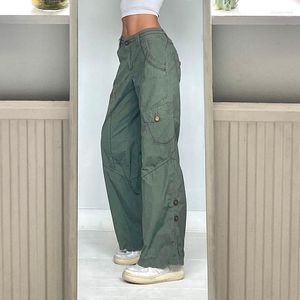 Pantaloni da donna Capris da donna 2022 Army Green Hip Hop Vintage Denim Cargo Donna Casual Jeans a vita bassa Moda donna Cotone Harajuku