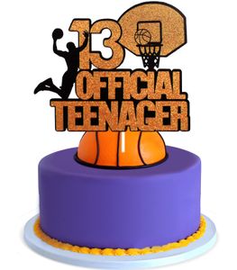 Andere festliche Partyartikel L 13. Offizieller Teenager-Geburtstag Basketball-Kuchenaufsatz Spieltag Glitzer Jungen 13 Jahre Bdesybag Am7Bm