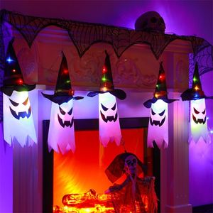 Decoração de festa LED RGB Lights Ghost Halloween Wizard Hat String Garden Outdoor Christmas Home Decor 220905