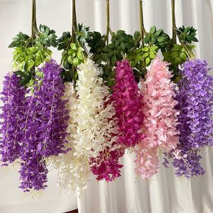 Faux Floral Greenery Wisteria Vine Wreath Artificial Flowers Silk Wreath Wedding Arch Decoration Leaf Rattan Climb Wall Decor Plants J220906