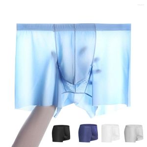 UNDUPANTS 3pcs Erkekler Boxer Şort Erkek Buz İpek Dikişsiz İç Çamaşır Boksörler Homme Boksörler Nefes Alabaş Mesh Panties Seksi