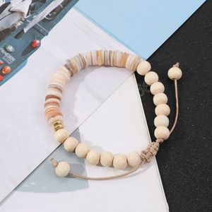 Trendy handgemachte geflochtene Holzperlen Armbänder Männer Sommer Strand Disc Perlen Hawaii Shell Armband für Männer Schmuck