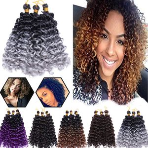 Marlybob Crochet Braids Hair Extension 14 inch Deep Water Wave Braiding Kinky Curly Afro Jerry Curl Marley Bob Twist Braid Hairpiece for Women LS22