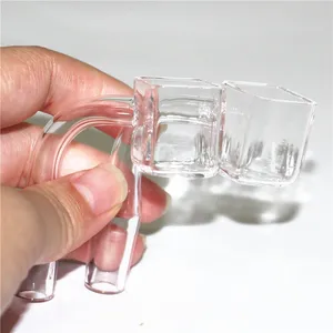 Smoking Quartz Banger Nail Square Sugar Cube Bangers 14mm / 18mm / 19mm Femmina Maschio 100% vero quarzo 90 gradi Giunto trasparente / smerigliato per pipa ad acqua in vetro dab rig