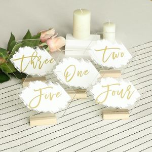 Party Decoration Hand Painted Acrylic Wedding Table Numbers Calligraphy Backs Number Hexagon For Rustic Modern