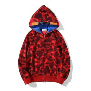 Erkek Hoodies Sweatshirts Shark Full Zip Tiger Mens Hoodies Ceket Üst Raflı Tasarımcı Erkek Kadınlar Renk Izgara Harajuku Stilist Sweatshirt