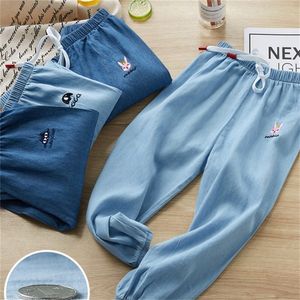 Pantaloni jeans zanzara per bambini Estate Ragazzi Ragazze Pantaloni sportivi casual sottili in cotone Abbigliamento per bambini Cartoon Fox Rabbit Pantaloni in denim morbido 20220906 E3