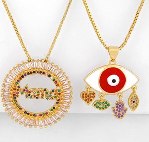 Jewelry Necklaces Pendants mama eye heart chain necklace Zirconia Jewelry Cubic Crystal Cz Fashion Charm hse35j