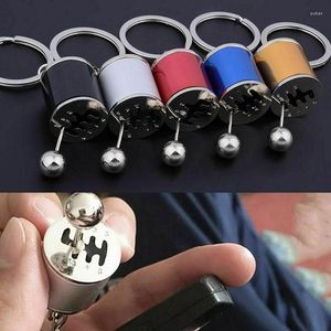 Interiördekorationer Uppgraderad bil Gear Box Keychain för män Kvinnor Imitation 6 Speed ​​Manual Car-Styling Keyring Knob Shift Stick Gift