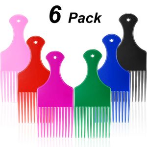 Pincéis de cabelo pick pente de 6 polegadas de 5 polegadas de plástico liso Ferramenta de estilo de cabeleireiro afro para o vercão de gree preto preto e preto