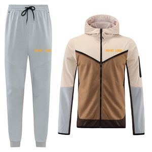 Herrens fotbollsspårspår Sportiga uppsättningar Designer Hooded Print Logo Leisure Fashion Pullover Tech Fleece Sweatshirts dragkedja vinterjacka och byxor set