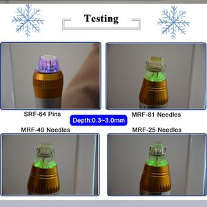 Microneedle fracionário do rf das pontas de microneedles para a máquina facial do levantamento da pele agulhas chapeadas douradas 25 49 81 64 pinos ponta