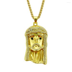 Pendant Necklaces Jesus Christ Hip Hop MEN'S Iced Out CZ Crystal Power Charm Chain Necklace Men Women Jewelry 30" Z120