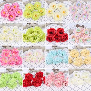 Verde floreale finto 5 pezzi Bouquet di rose Peonia artificiale Fiori di seta Rosa Ortensia Fiori finti di plastica Decorazione di nozze per la casa Centrotavola J220906