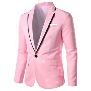 Men's Suits Europe Casual Coats Solid One Button Lapel Blazer Formal Suits Jacket Black White Male