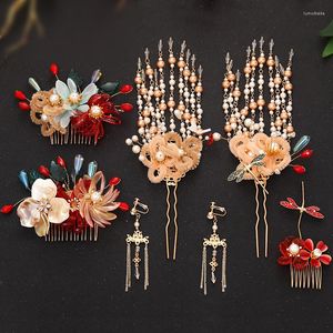 Headpieces Ancient Costume Xiuhe Headbonad Bride Dress Wedding Chinese Tassel Phoenix Crown Stepping Hairpin Hair Accessories