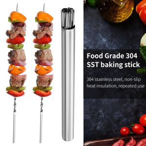 Kitchen Tools Barbecue Skewer With Storage Tube Stainless Steel BBQ Skewers Sticks for Kebabs Kitchens Outdoor Barbecue Accessories