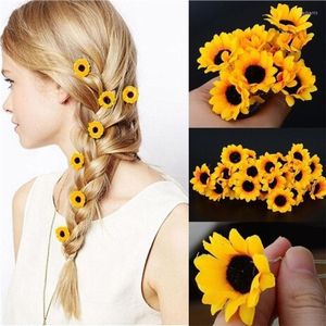 Copricapo 5 Pz / lotto Bastoncini per capelli Margherita da sposa da donna Boho Estate Girasole Clip per polsino a forcina Accessori per spille fascia