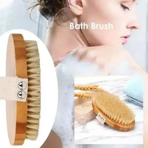 Body Brush Natural Boar Bristle Organic Dry Skin Body Brush Bamboo Wet Back Shower Brushes Exfoliating Bathing Brush 906
