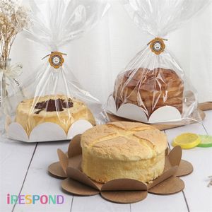 Embrulho de presente 10pcs 6/8 polegadas de chiffon bolsas de pão com bandeja de papel mazzarella assadeira alimentos embalagens transparentes 220906