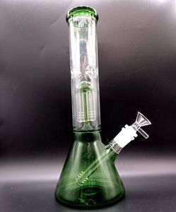 Hookahs de vidro verde de 12 polegadas f￪mea de 18 mm de ￡gua reta super grossa com bra￧o de ￡rvore Perc