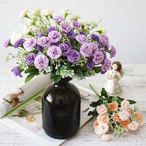 Faux Floral Greenery Artificial lilac flowers white autumn small silk 15 heads fake flowers bouquet home decor Christmas party wedding decoration J220906