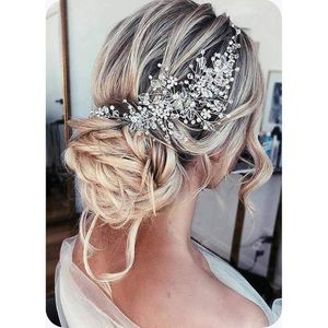 Bandas da cabe￧a Flores Noiva Casamento Sier Crystal Pearl Hair Vine Braid Capta