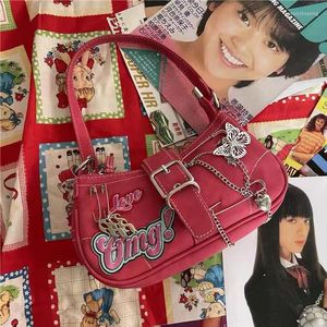 Duffel Bags Pink Handbags Women Y2k Accessories Indie Aesthetic Designer Handbag E-girl Early 2000s Korean Fashion Vintage Shoulder Bag