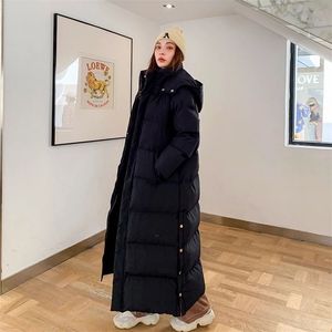 Women's Down Parkas X-Long Women's Hooded Winter Jacket Ladies Parka Warm Thick Down Cotton Coat Female Loose Outerwear Fashion Clothing 220906