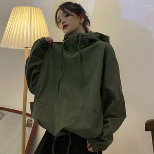 Women's Hoodies Military Green Tooling Sweatshirt Women's 2022 Spring Loose Casual Fashion Lazy Thin Style Top