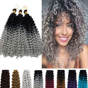 14 tums vatten djup våg Virkade flätor Hårförlängning Syntetisk Spring Twist Kinky Curly Braiding 24 trådar/pack LS22