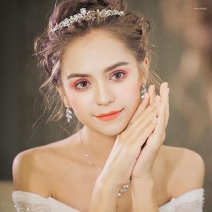 Kopfschmuck Brautkrone Kopfschmuck Dreiteiliges Set 2022 Zirkon Koreanisches kleines Hochzeitskleid Kristall Haarschmuck
