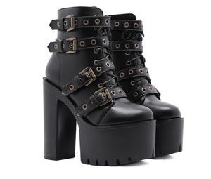 Dsigner Women High Heel Boots Heavy Platform Constructions Black Fashion Boot Size 35-43