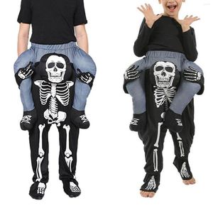 Men's Pants 2022 Halloween Parent-Child Unisex Inflatable Skeleton Print Elastic-Waist Trousers For Adults Kids Black