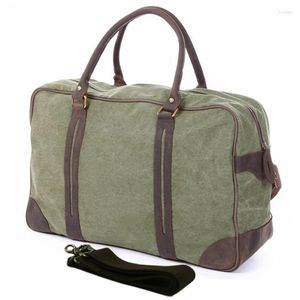 Duffel Bags 2022 Vintage Military Canvas Leder Herren Reisetasche Große Duffle Tote Gepäck Boston Overnight Weekend Big