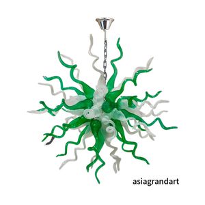 Italiaanse murano stijl plafond kroonluchter lampen groen wit hangende hanglamp led bubls verlichting decor hand geblazen glazen kroonluchters voor huis LR1481