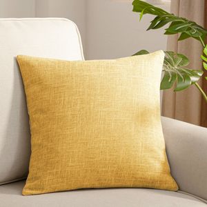 Linen Decorative Throw Pillow Covers Classical Square Solid Color Pillows Cases 18x18 Inches Cushion Covers for Sofa Couch