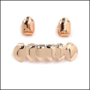 Grillz Dental Grills Cobre brillante Dental Grillz Punk Vampire Canine Teeth Jewelry Set Hip Hop Mujeres Hombres Chapado en oro Gr Bdejewelry Dhsop