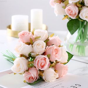 Faux Floral Greenery 12 pcsparty Silk Artificial Flower Fake Flowers Rose Flower Rose for Home Hotel Office Wedding Party Garden Craft Art Decor G10140 J220906