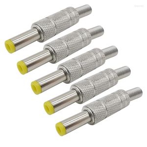 Acessórios de iluminação 5pcs metal 5,5 x 2,1 mm / 2,5 mm DC Macicleiro macho com conector de mola Adaptador amarelo Cabeça 2.1 / 5.5