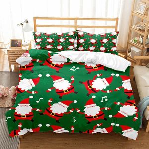 クリスマス寝具セット3Dプリントサンタクロース羽毛布団カバーセットキングクイーンシングルダブルサイズの子供の寝具セットベッドシート20220906 Q2