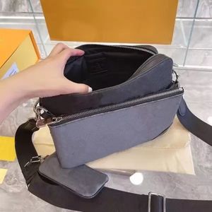 2021 Men S Three in One Messenger Bag Bag Bag و Child Bag لاستخدام فرد من الجلد الفاخر عالي الجودة مع صندوق هدايا