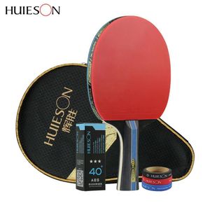 Huieson 4 Star Carbon Fiber Table Tennis Racket Double Pimples-in Rubber Pingpong Racket With Bag Table Tennis Ball Edge Protect C271Y