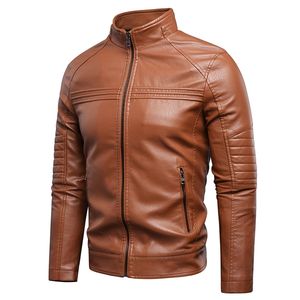 Men's Leather Faux Spring Brand Causal Vintage Warm Fleece Jacket Coat Autumn Outfit Motor Biker PU 4XL 220907