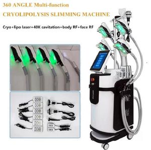 5 Heads Cryolipolysis Slimming Machine With Double Chin Removal Fat Freezing Cryotherapy 40KHz Cavitation RF 8 Laser Pads Beauty Equipment
