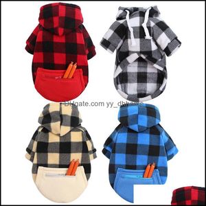 Hundebekleidung Winter Warme Haustier Hund Kleidung Kleidung Plaid Druck Hoodies Outfit Für Kleine Hunde Chihuahua Mops Pullover Kleidung Welpen Katze Dhfmf